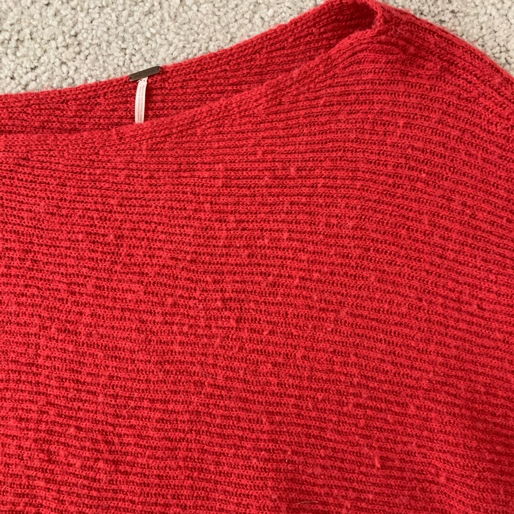 Free People Easy Days Off the Shoulder Sweater Red - Picture 8 of 10